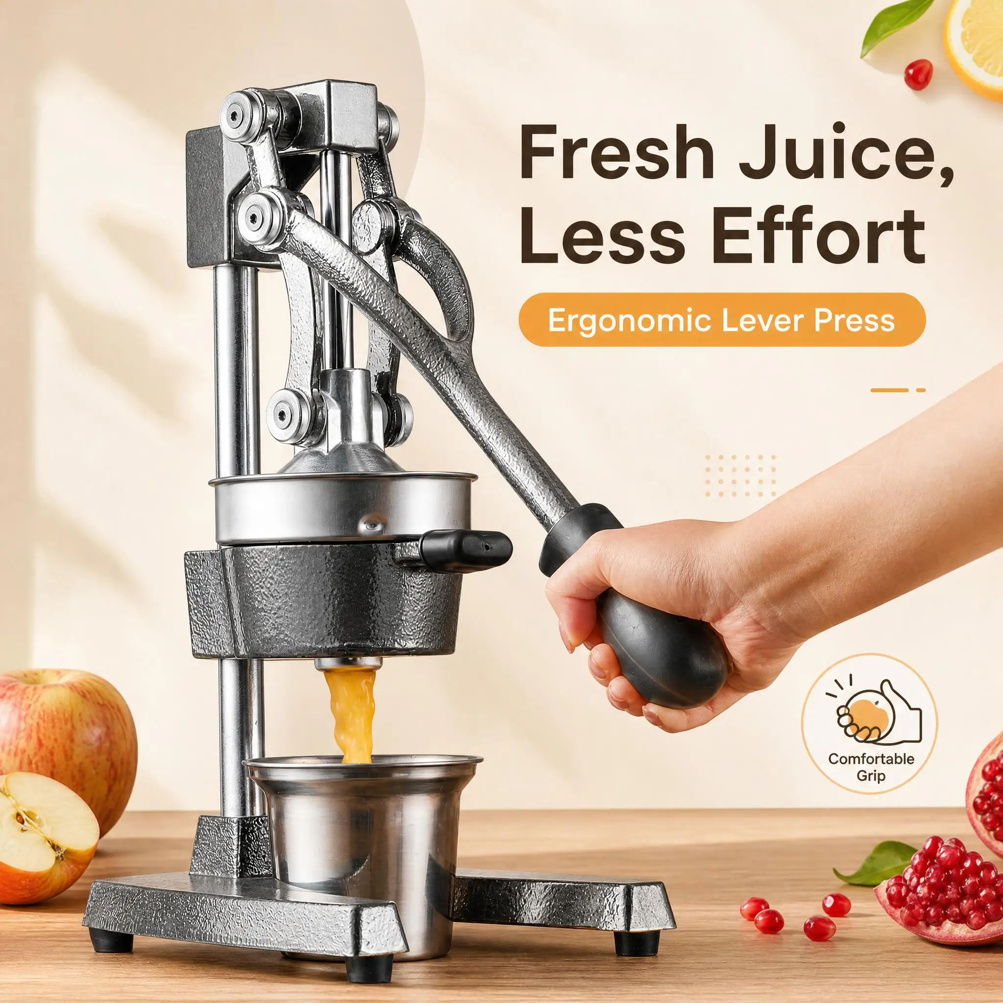 Heavy Duty Manual Cast Iron Juicer Citrus Squeezer Commercial Hand Press Orange Lemon Fruit Extractor with 400ml Stainless Steel Cup view 2