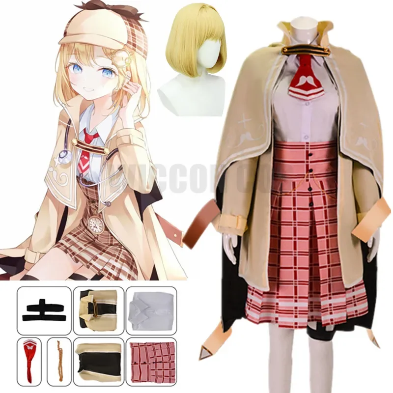 Watson Amelia Cosplay Anime Virtual VTuber Hololive Uniform Outfits Costumes Girl Watson Amelia Blonde Cosplay Dress