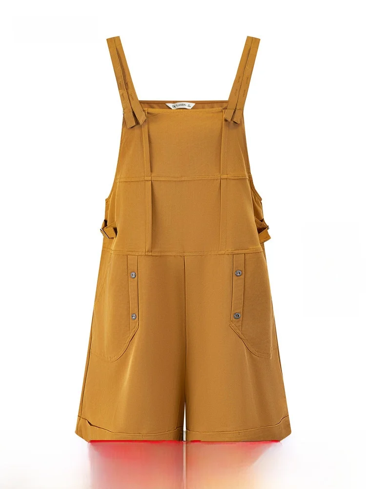 

DTLANDO Summer New Women's Loose Casual Pure Color Workwear Sle Overalls High Waist Five-Quarter Polyester Fiber