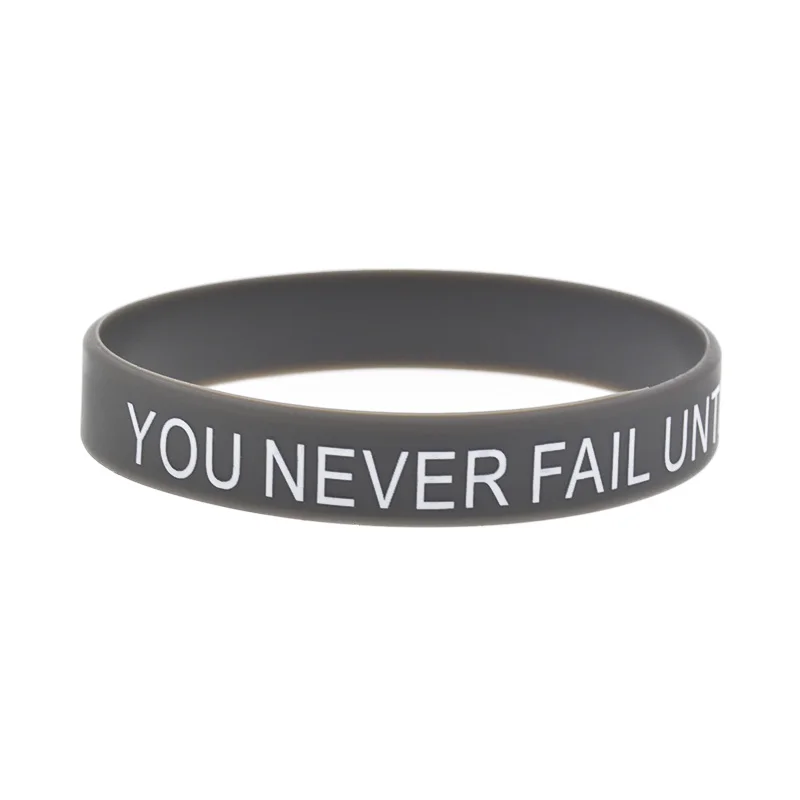 50 Pcs Printed Motivational Slogan Silicone Wristband Team Event Competition Self Improve Gift Bracelet