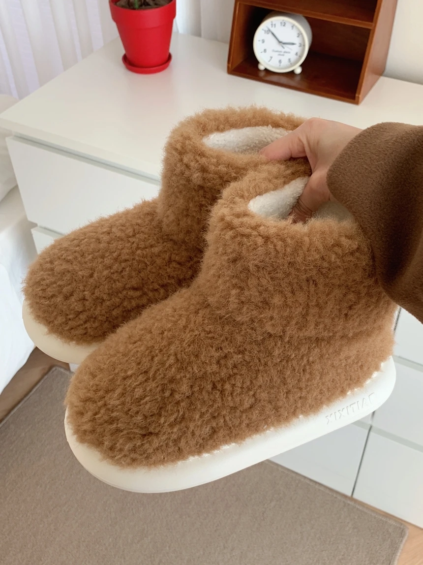 

Women Snow Boots Outerwear Lamb Wool Cotton Shoes For Women In Winter, Korean Version, Versatile And Warm, Thick Snow Boots,