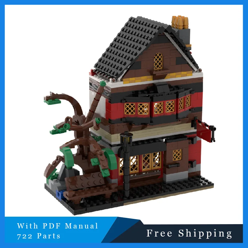 722 PCS Creatieve Retro Twee lagen Tegel Antieke Winkel Modulaire MOC Bouwstenen DIY Montage Speelgoed Set kinderen Kerstcadeau