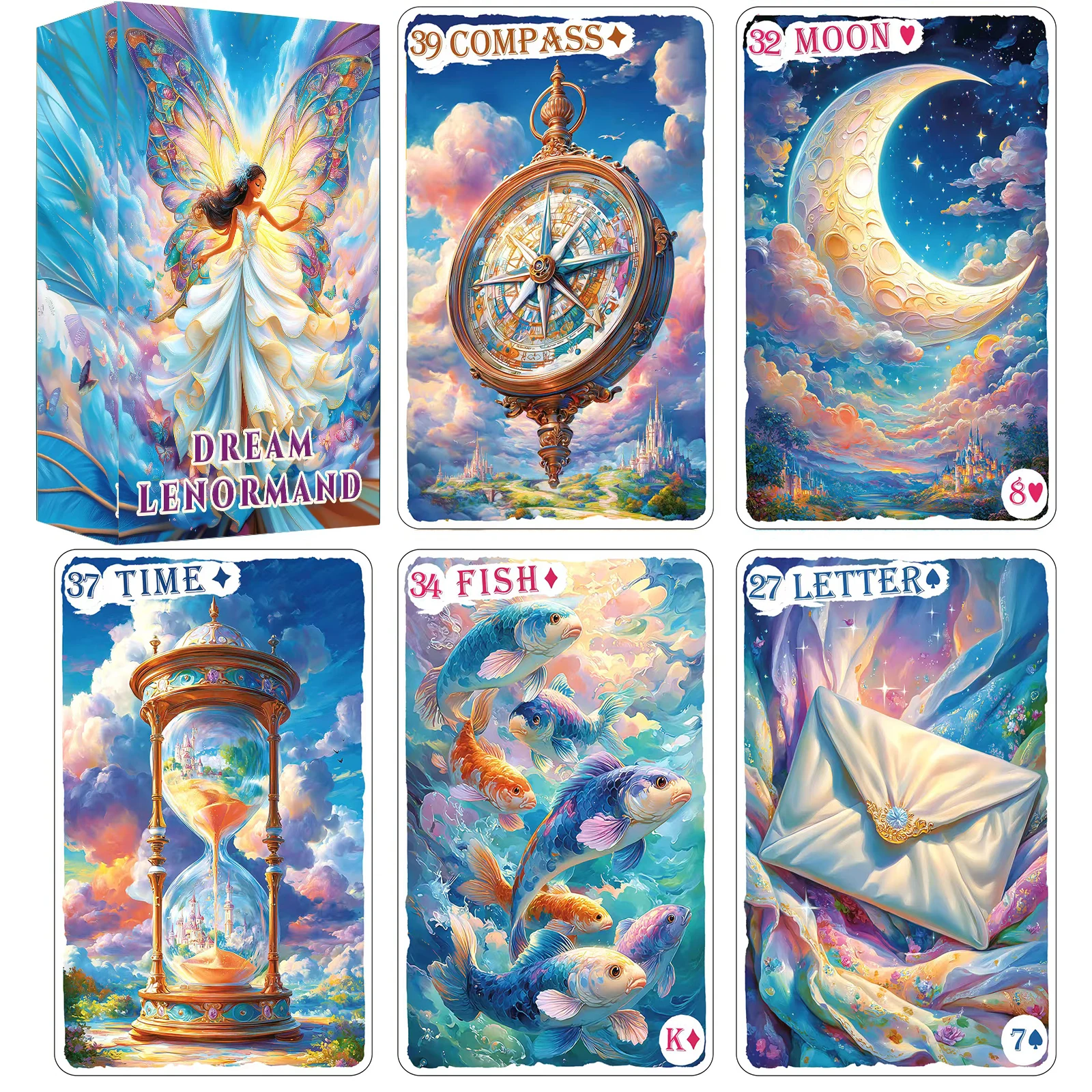 Tarot Lenormand de Hadas de Fantasía |   Baraja Lenormand Expandida de 42 Cartas |   Perfecto para principiantes |   Incluye guía digital