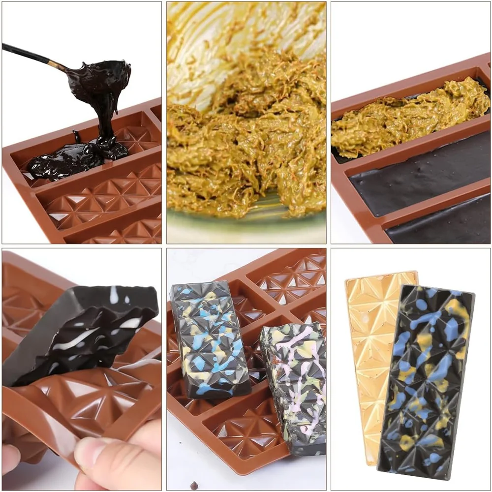 Stampo per barretta di cioccolato profondo, stampo per barretta di cioccolato in silicone spesso per barretta di cioccolato ripiena, fusione della cera, stampo per barretta di caramelle