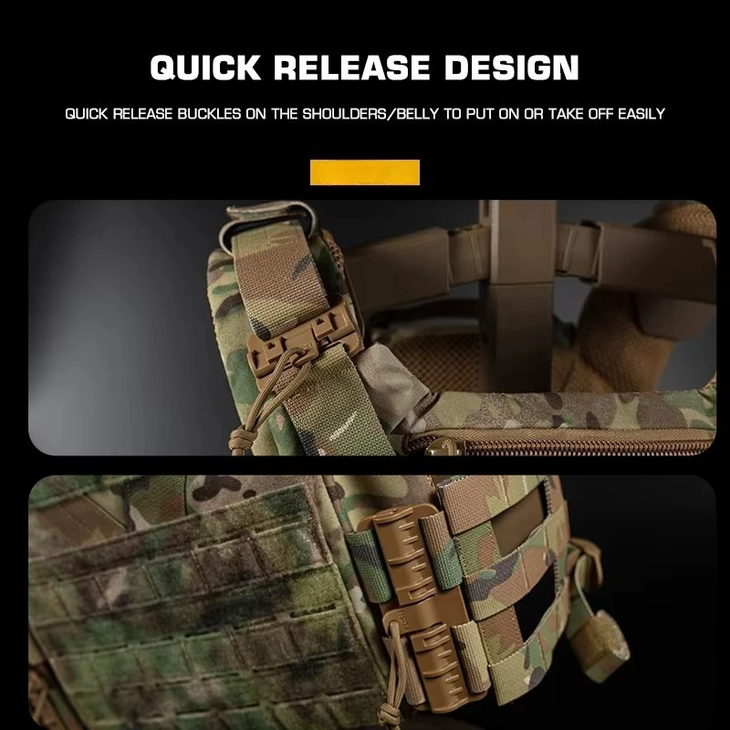 Full-Size Tactical Plate Carrier Vest Hunting Lightweight Mesh Comfort Body Armor MOLLE Quick Release Airsoft Combat Gear view 5