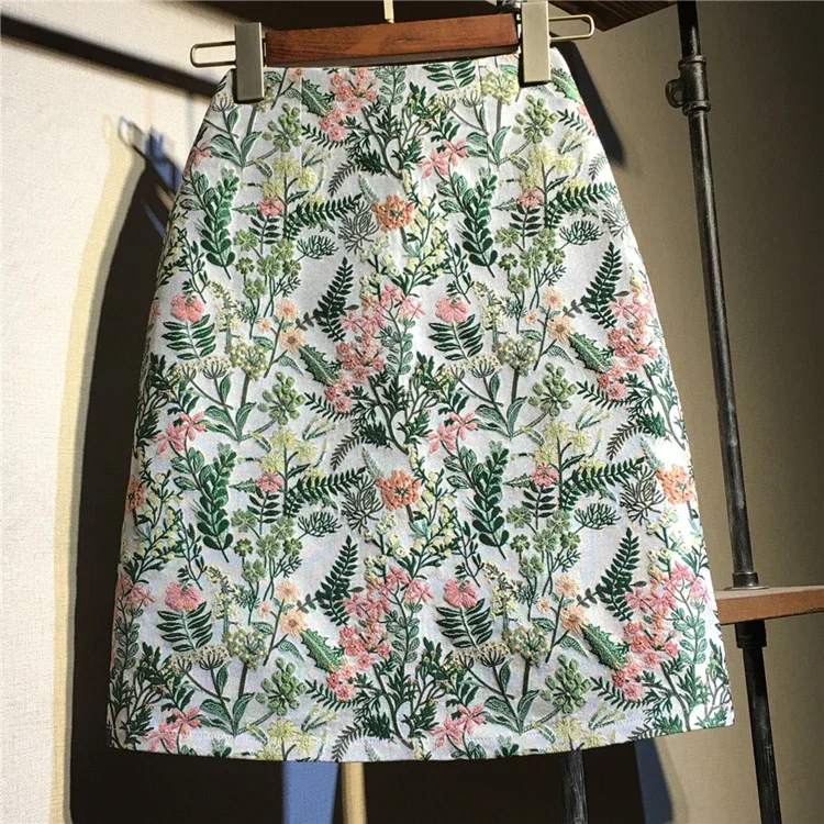 2025 New Floral Half Skirt Women'S Summer Fashion Versatile Straight Sleeve Wrapped Hip Skirt Small Figure Printed A-Line Skirt