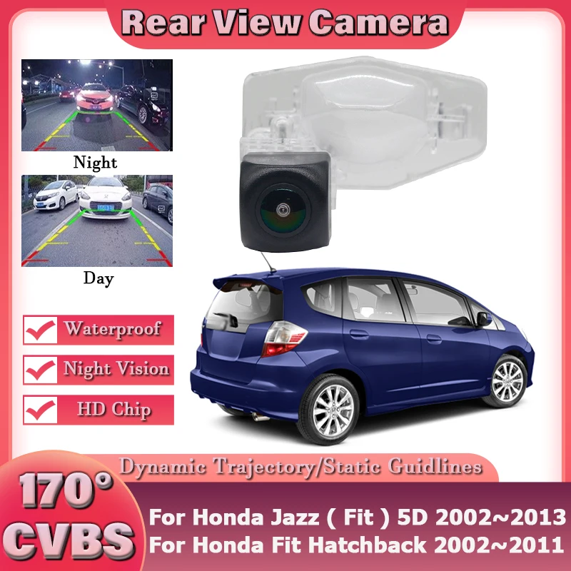 170° Intelligent Dynamic Trajectory Tracks Car Rear View HD Camera For Honda Jazz ( Fit ) 5D 2002~2013 Fit Hatchback 2002~2011