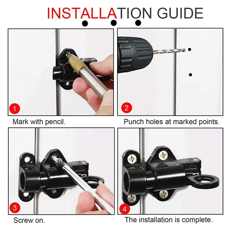 2 Pack Spring Loaded Latch Sliding Lock, Used For Automatic Door Closing Gun Barrel Latch Automatic Sliding Door Lock