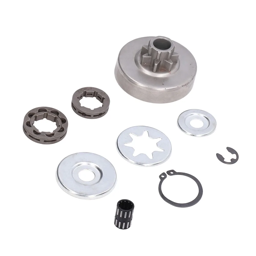 Silver Clutch Drum Kit Iron Round Chain Sprocket Bearing Kit Easy to Install Compact for Stihl 038 MS380 1119 0007 1003