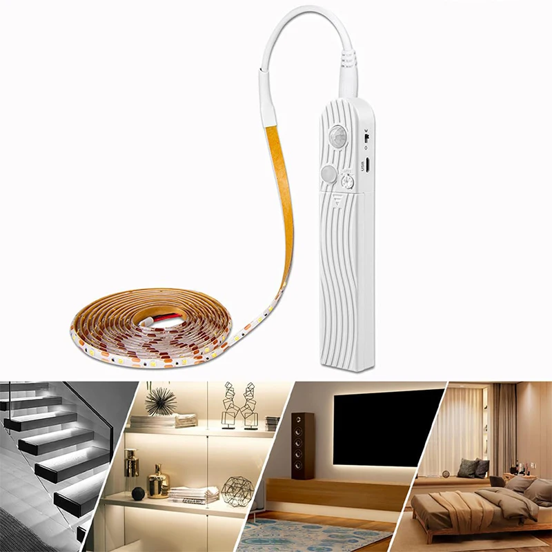 LED Motion Sensor Light LED Light Strip Cabinet Strip Lighting AAA Battery Waterproof for Kitchen Wardrobe Cabinet Pantry Closet