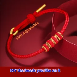 Fashion Hand Braided Red Rope Bracelet Semi-Finished DIY Beads Threading Hand-Woven Lucky Bracelets Bangles Gift For Friend