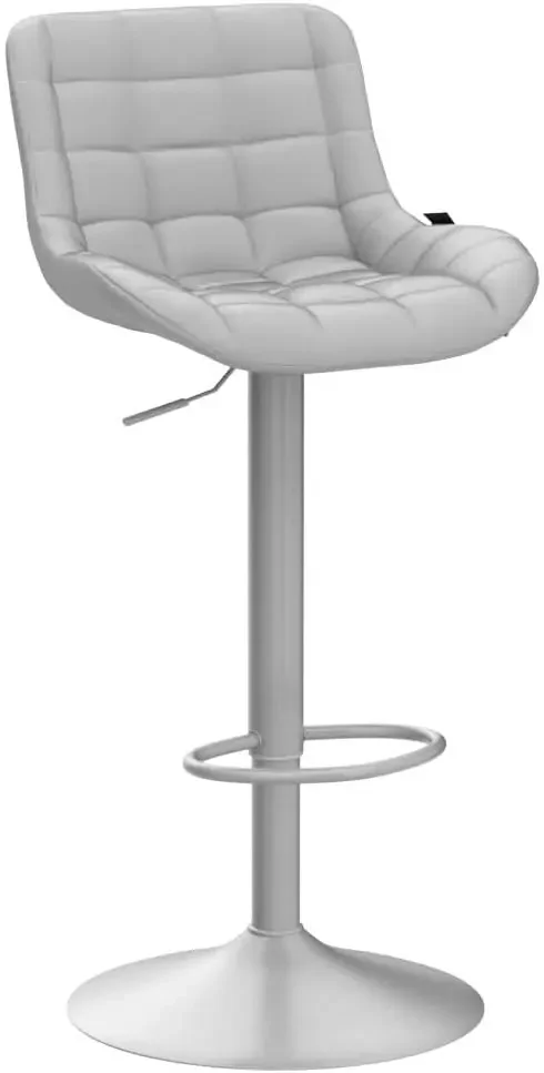 2-piece counter high back stool PU leather padded metal, modern adjustable rotating high back stool