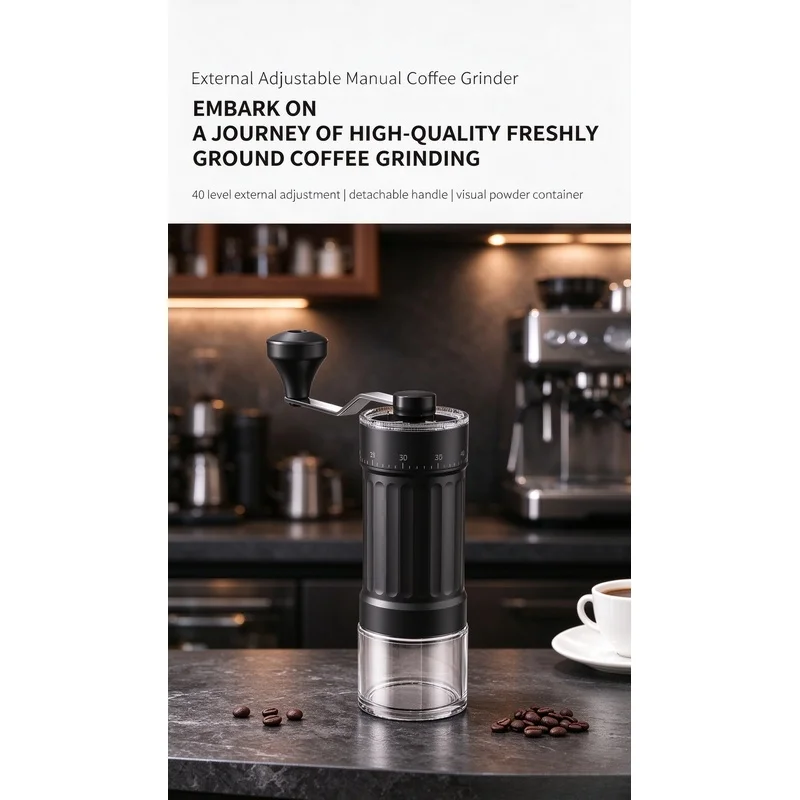 Manual Coffee Grinder, 40 Gear Adjustable Ceramic Grinding Core with External Scale, Professional Home Coffee Making Tool