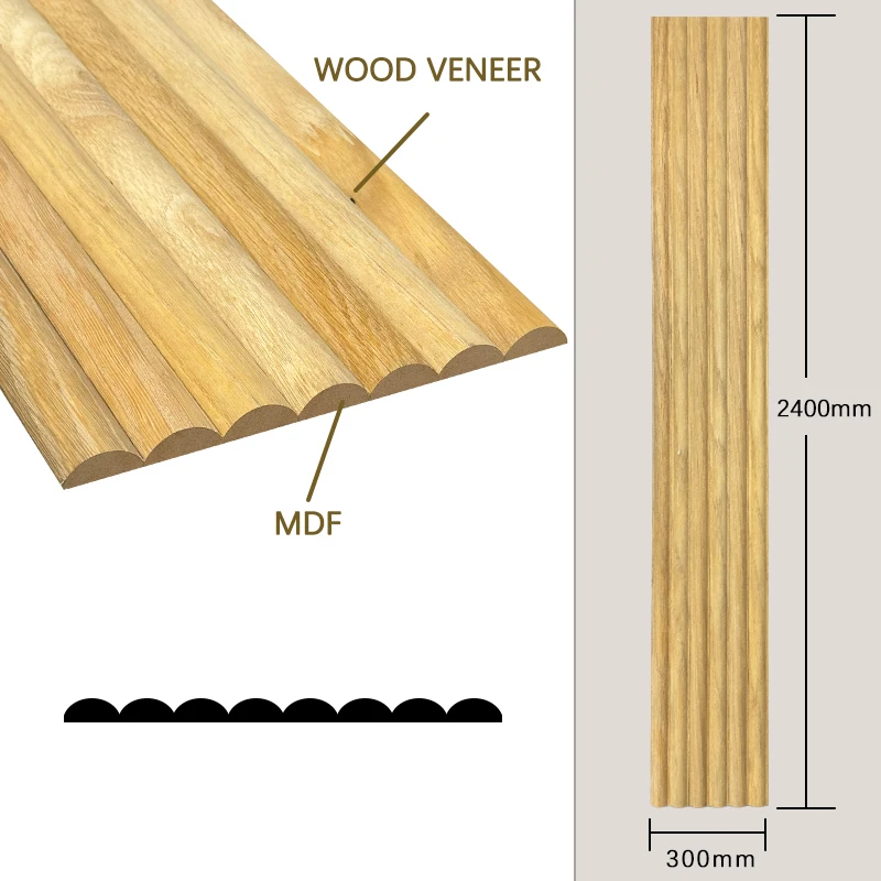 Wood Special Shape  Flexible Curved Wall Panel Fluted Panels Bathroom Outdoor Wall Cladding