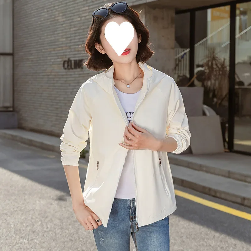 Windjack Dames 2025, Lente Herfst Nieuwe Trenchcoat Vrouwelijke Sport Vrije tijd bergbeklimmen Bovenkleding Rits met capuchon Uitloper