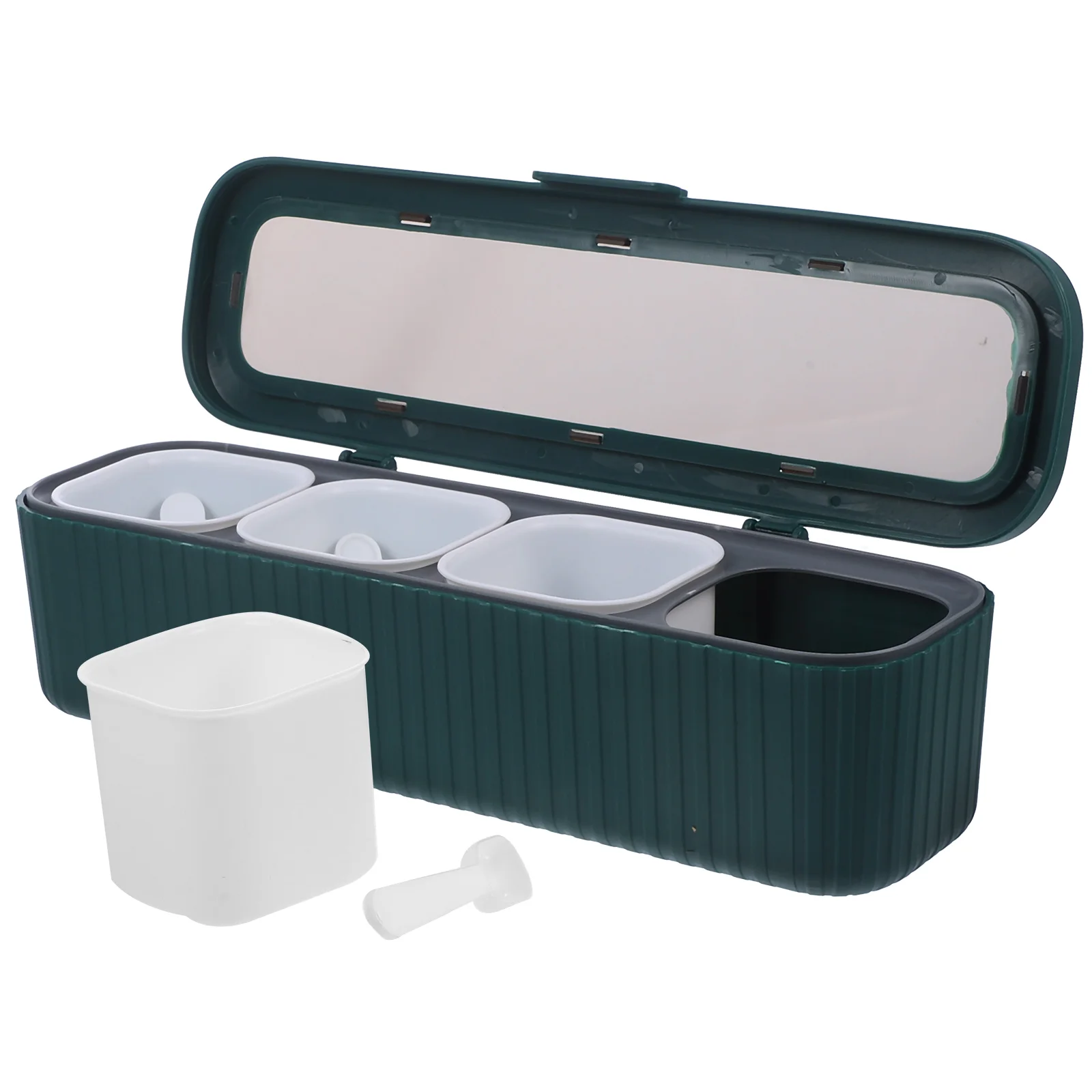 

4 Compartment Salt Spice Box Set Plastic Kitchen Accessories Clear Lid Design Storage Decor Boxes For Kitchen