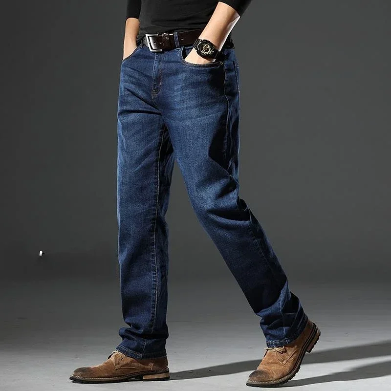 Trousers Straight Jeans for Men Black Work Wear Male Cowboy Pants Aesthetic Autumn Clothing Winter Trend 2024 Classic Luxury Xs