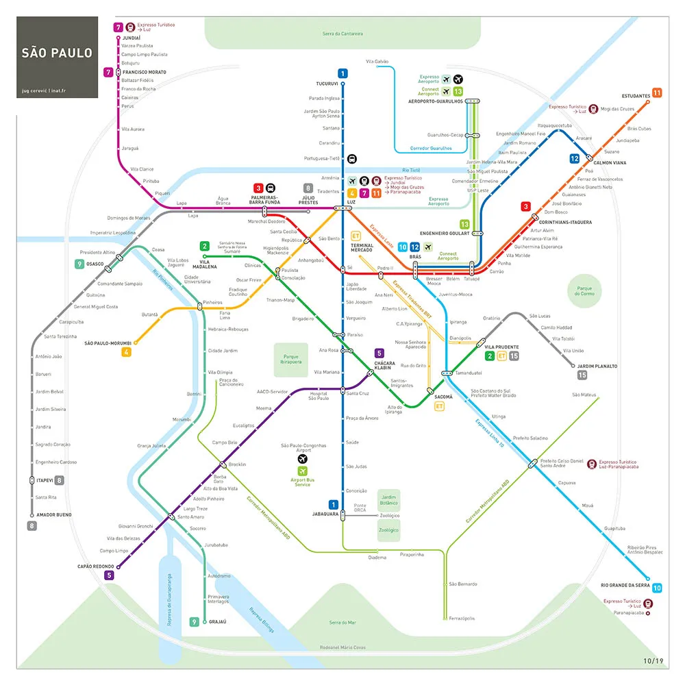 Brazil City St. Paulo Metro Line Map Wall Hanging Painting Decorative Poster Coffee Shop Decoration Poster Craft 30/40/50cm