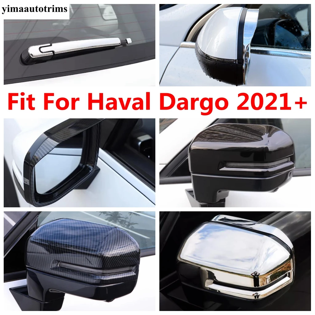 

Car Rearview Mirror Cap Shell / Rain Eyebrow / Rear Window Wiper Cover Trim For Haval Dargo 2021 2022 2023 Chrome Accessories