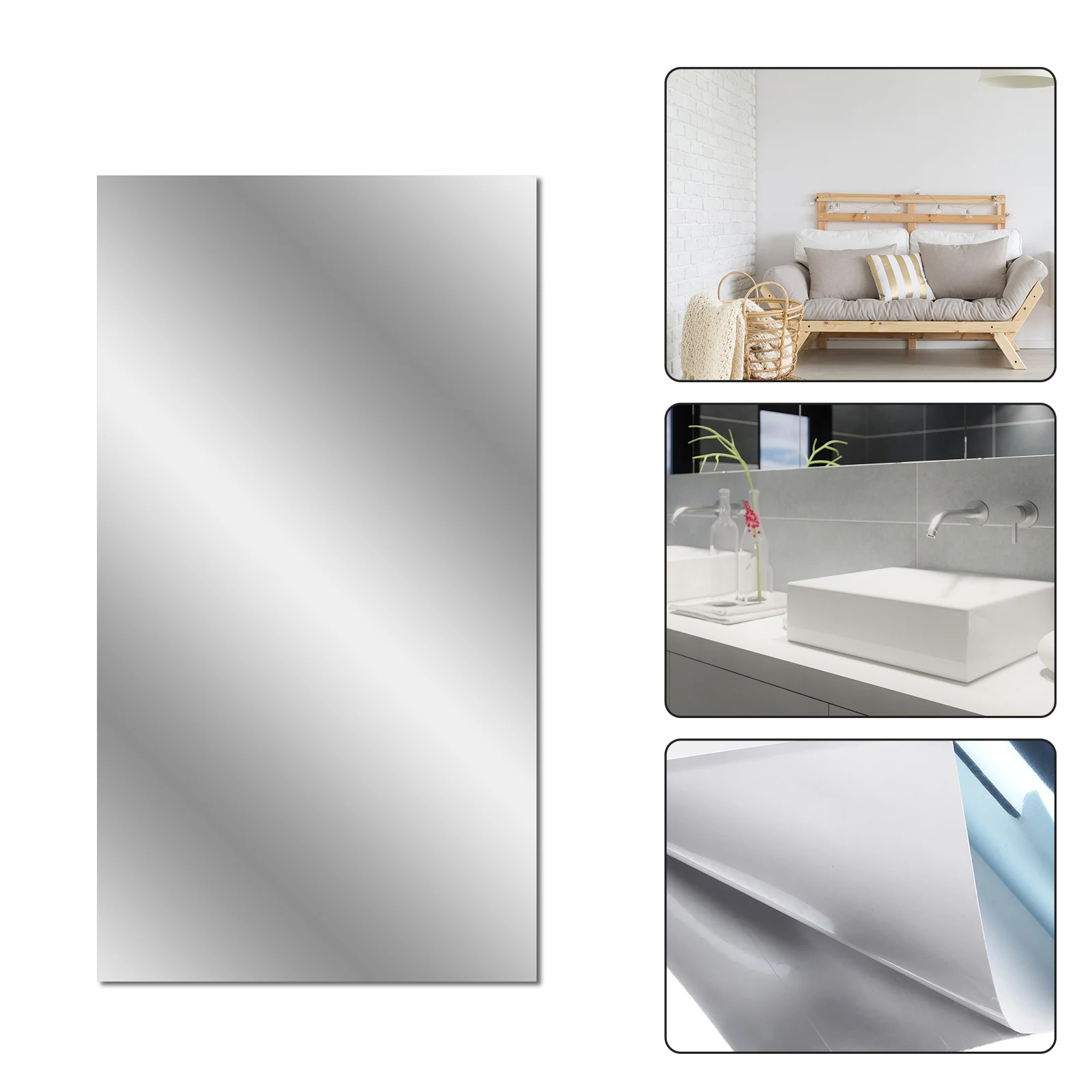 Interior Design Wall Sticker Featuring Reflective Properties to Expand Visual Perception in Small or Dimly for lit Rooms