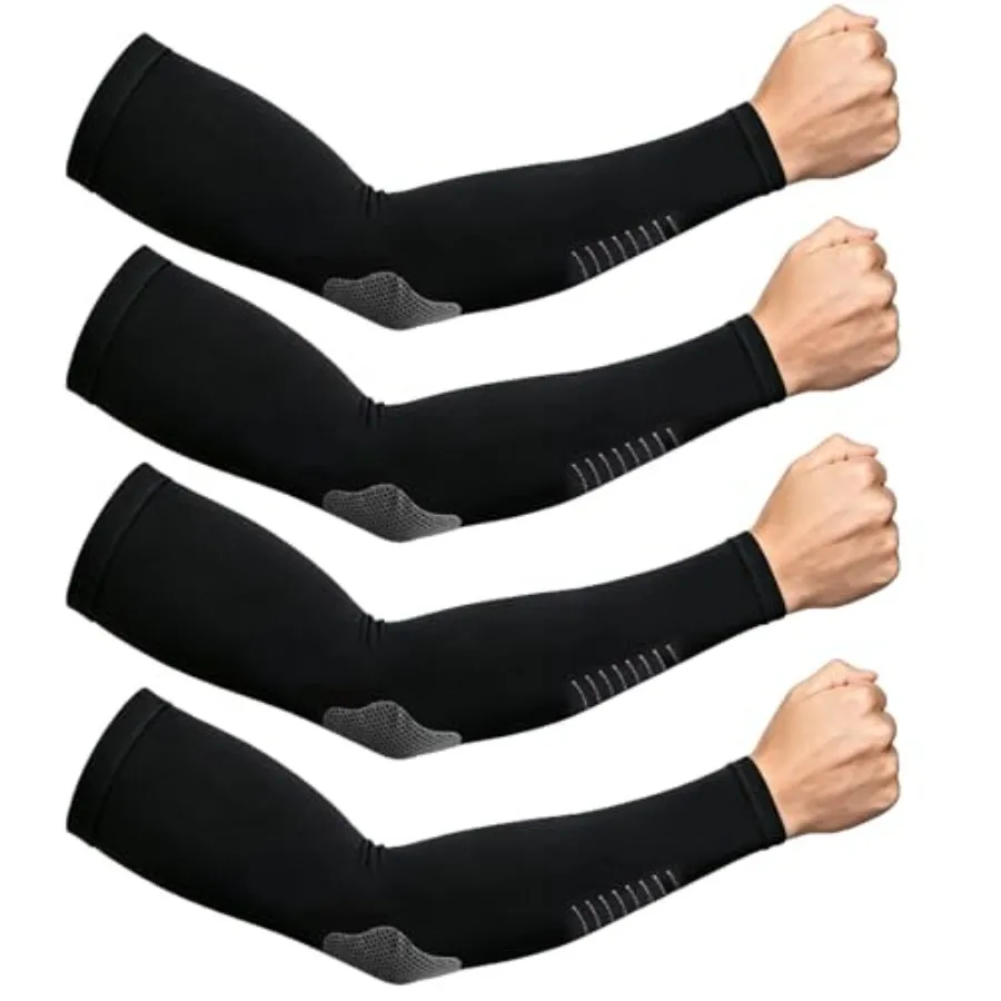 

2 Pairs Arm Compression Sleeves for Men and Women - Breathable Arms Brace for Recovery, UPF 50+ Sun Protection - Fitness, Runni