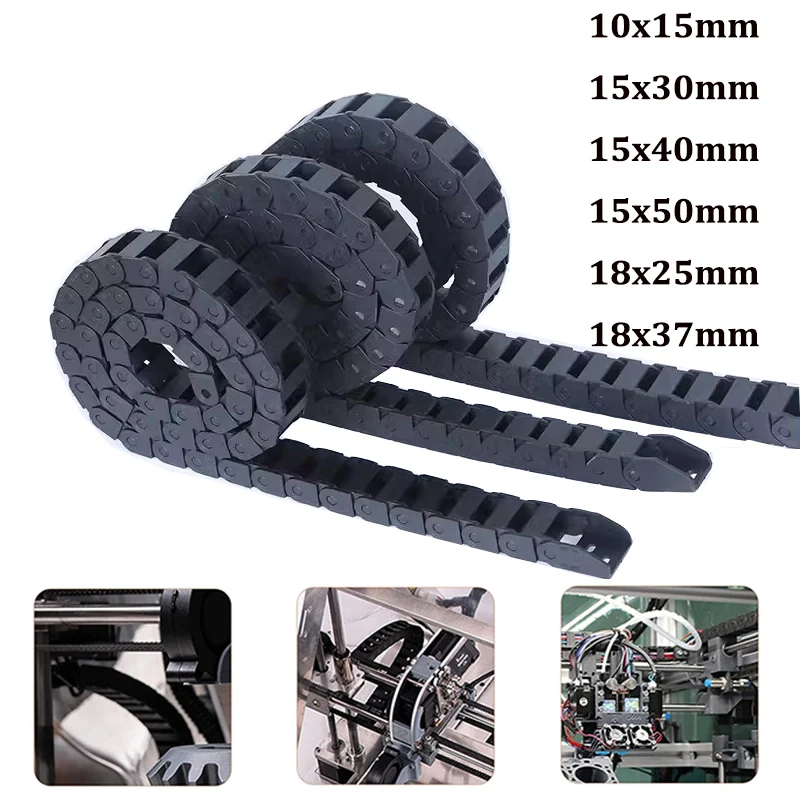 10x15mm 15x30mm 15x50mm 18x25mm 18x37mm L1000mm Łańcuch przeciągający kable z końcówkami do obrabiarek CNC