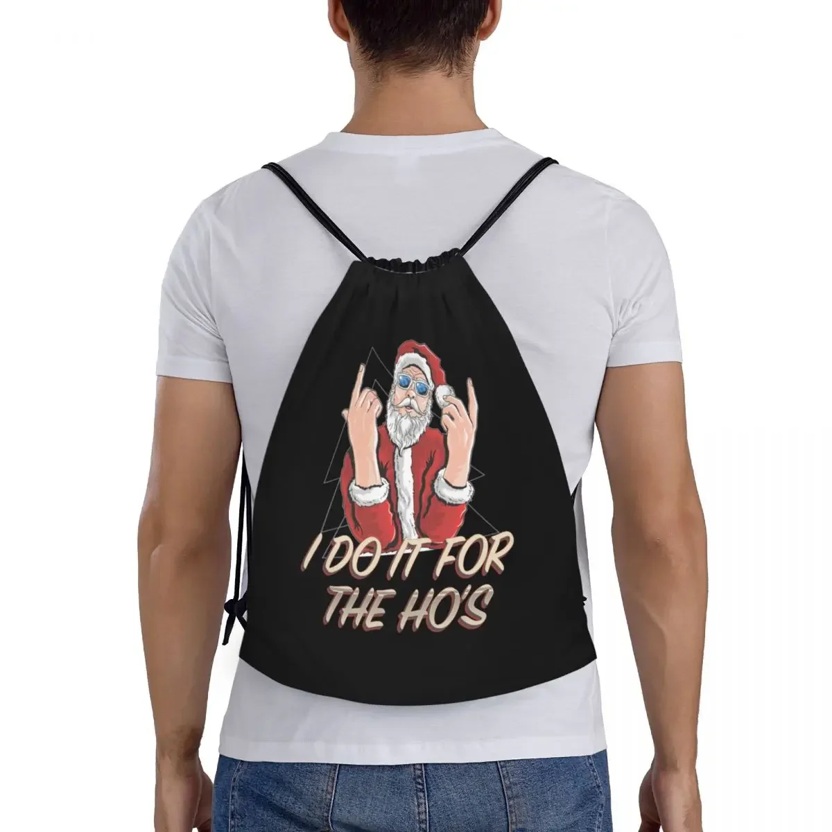 Sacos de cordão para Yoga e Ginásio, Sacos de cordão para compras, Mochilas de Natal para homens e mulheres, Humor Papai Noel, eu faço isso para os esportes do Ho