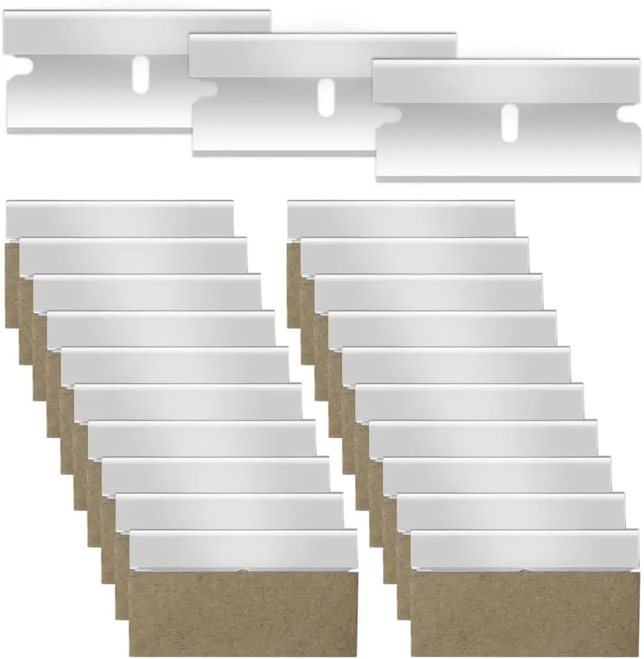 Razor Blades 20/50/100Pcs Ceramic Hob Scraper Replacement Blades Stainless Steel Hob Scraper Blades for Glass Ceramic Car Label