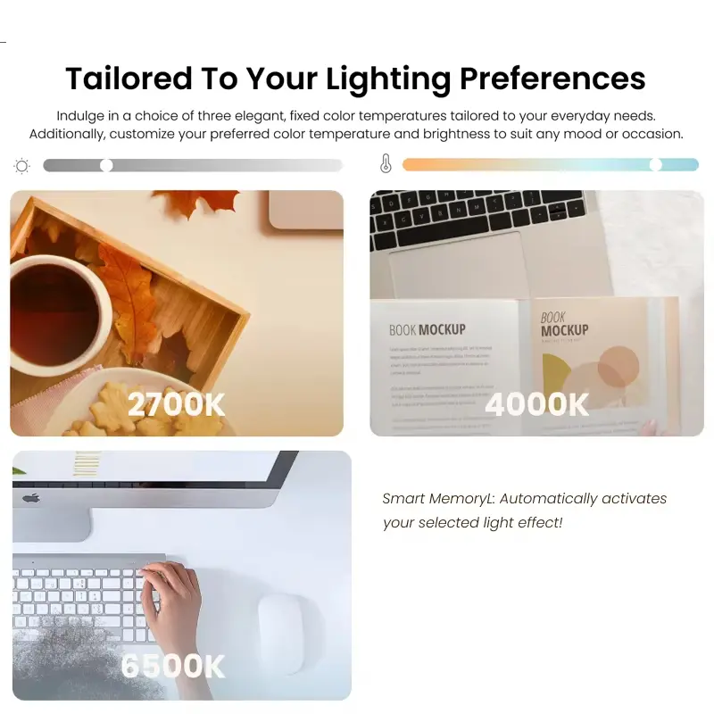 شريط إضاءة شاشة الكمبيوتر Yeelight Aries، مصباح معلق LED، تحكم ذكي باللمس، 3 مستويات إعتام، 2700K-6500K، قابل للدوران 45 درجة - 3