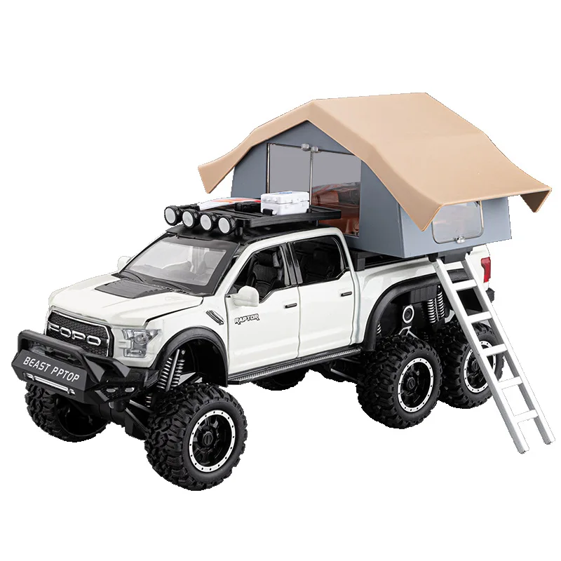 1:24 Ford F-150 Raptor zabawka samochód odlew miniaturowy Model sportowy dźwięk i światło kolekcja edukacyjna prezent dla dzieci