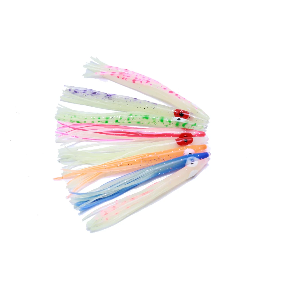 10 luminous squid soft baits, new 8cm squid skirt, strong luminous fake bait, sea fishing accessories, fishing supplies