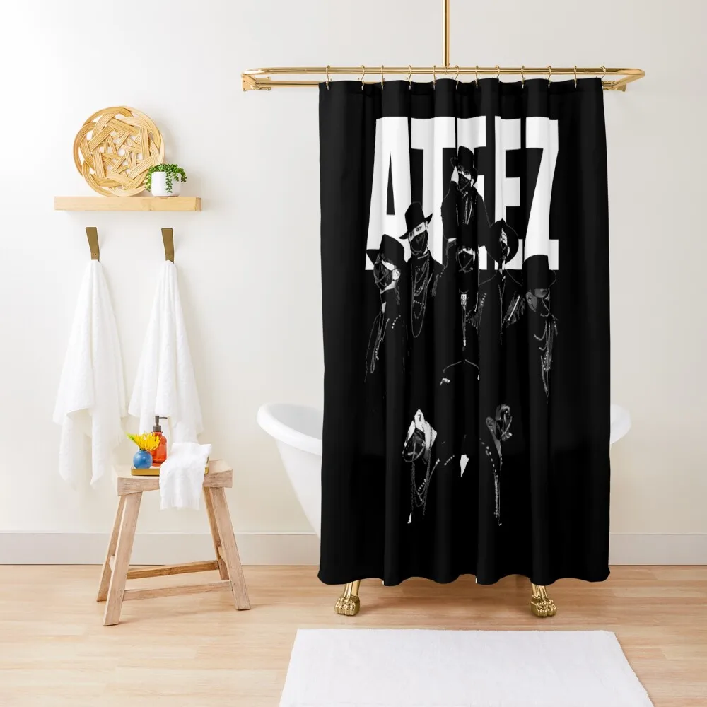 

Retro Vintage Great Model Long Sleeve Ateez Music Vintage Retro Shower Curtain Bathroom For Shower Bathroom Fabric Curtain