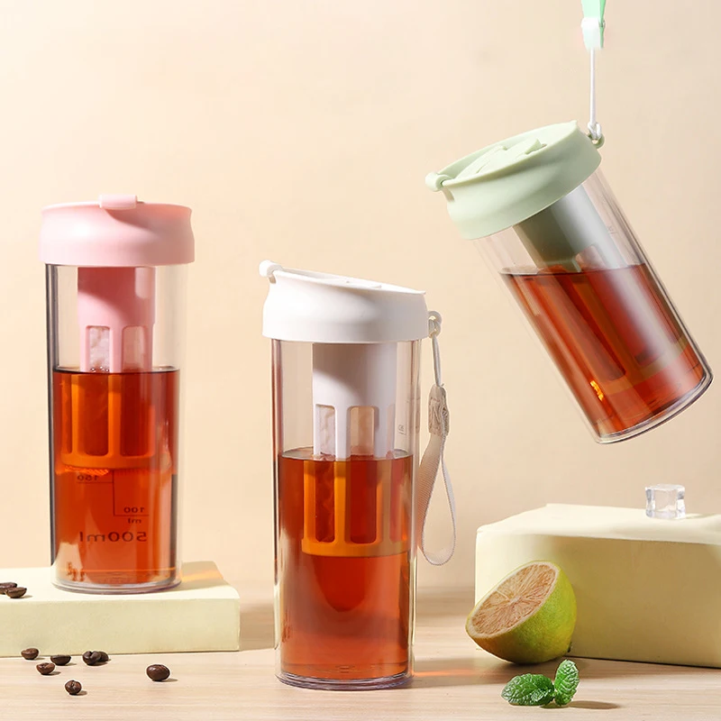 360/500ML Filter Coffee Pot Portable Summer Coffee Maker Refrigerator Soaking Juice Filter Cups Kitchen Bar Drinkware