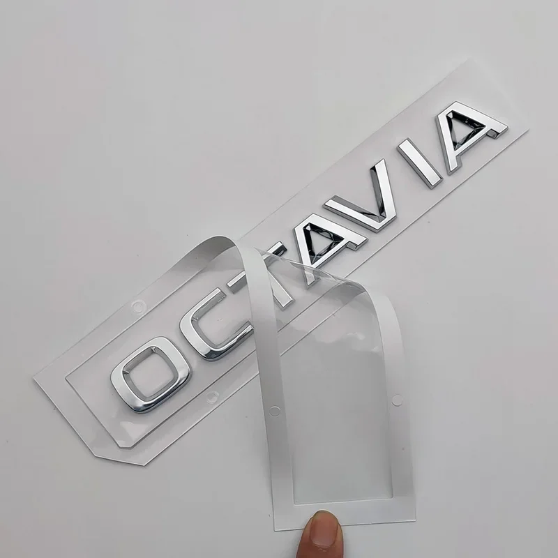 3d ABS Chrome Logo OCTAVIA Emblem Letters Car Trunk Badge For Skoda VRS RS Octavia 1 2 3 4 MK2 MK3 MK4 A5 A7 Sticker Accessories