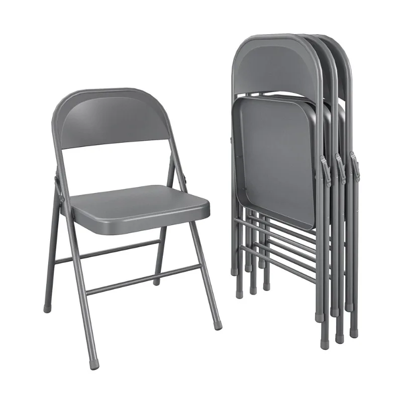 All-Steel Metal Folding Chair, Lightweight and folds flat and compact for easy storage，Gray