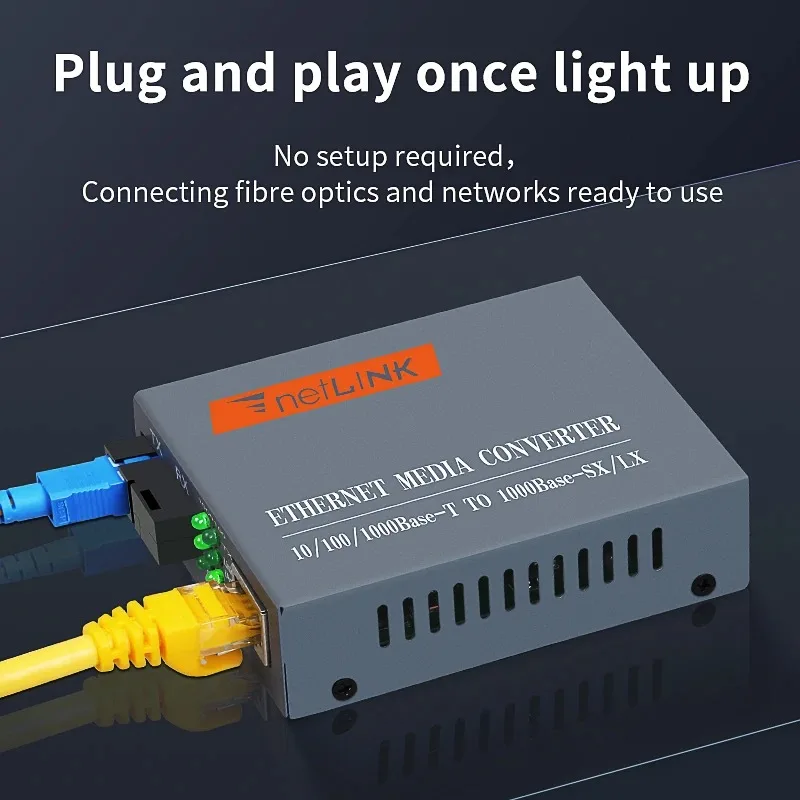 HTB-GS-03-A/B 3KM/20KM Fibre Optic Gigabit Transceiver 10/100/1000Mdps SC Single Mode Ethernet port with Power Supply Plug