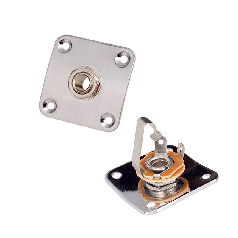 Jack quadrato in lamiera metallica per chitarra elettrica, presa di uscita audio, connessione base presa, accessori professionali