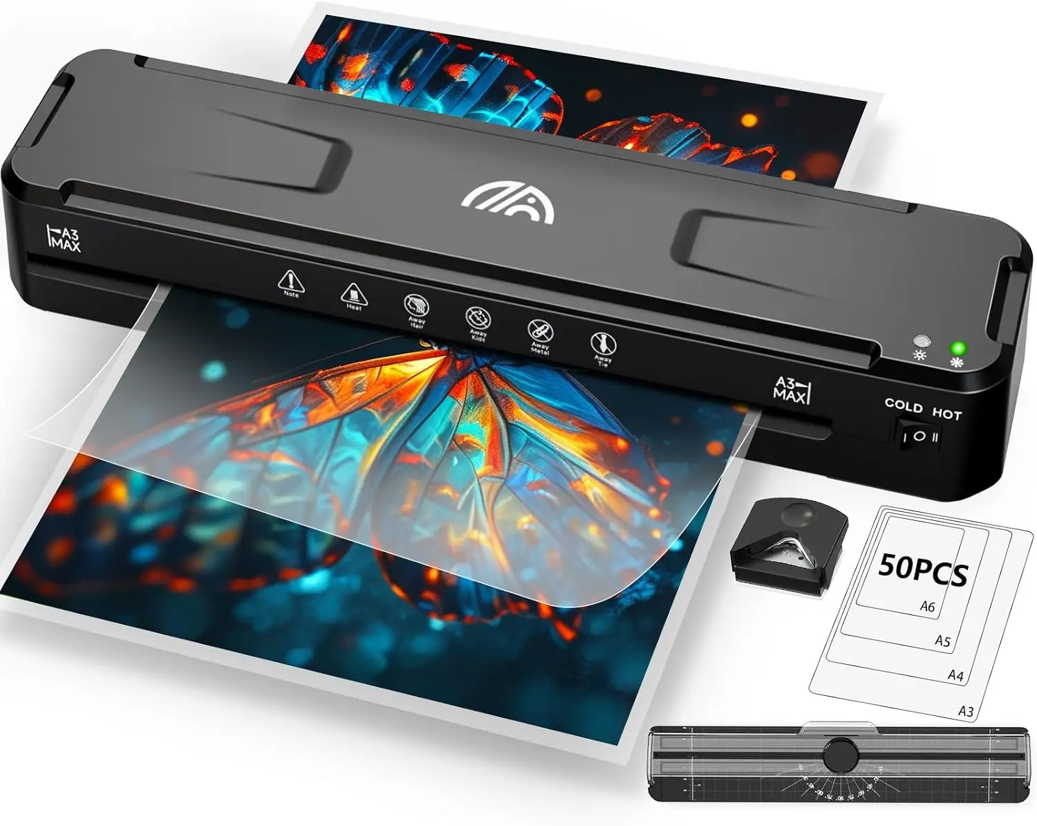 

13 Inch Laminator Machine with 50 Sheets, Fast Warm-Up No Jam, Cold & Thermal for Home School Office