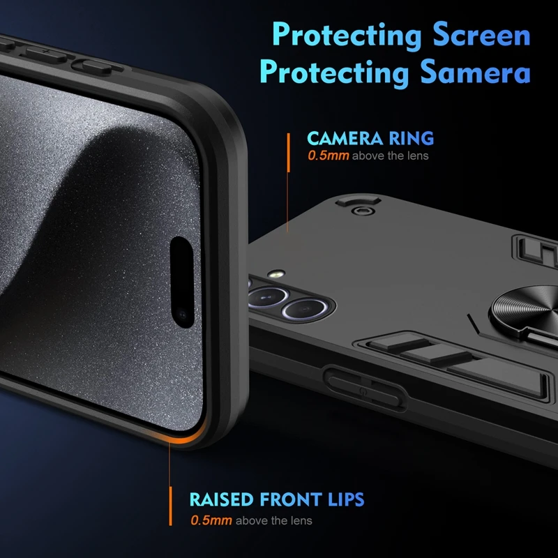 For Samsung Galaxy A55 Case SM-A556B Lens Protect Shockproof Armor Phone Cases For Samsung A55 A 55 GalaxyA55 5G Ring Cover