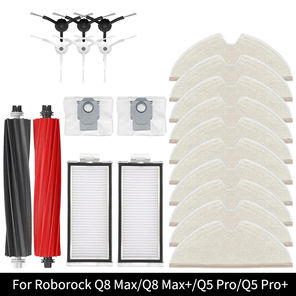 Pasuje do Roborock Q8 Max / Q8 Max Plus / Q5 Pro Plus Roller szczotka filtr Mop woreczek pyłowy odkurzacz Robot akcesoria części zamienne