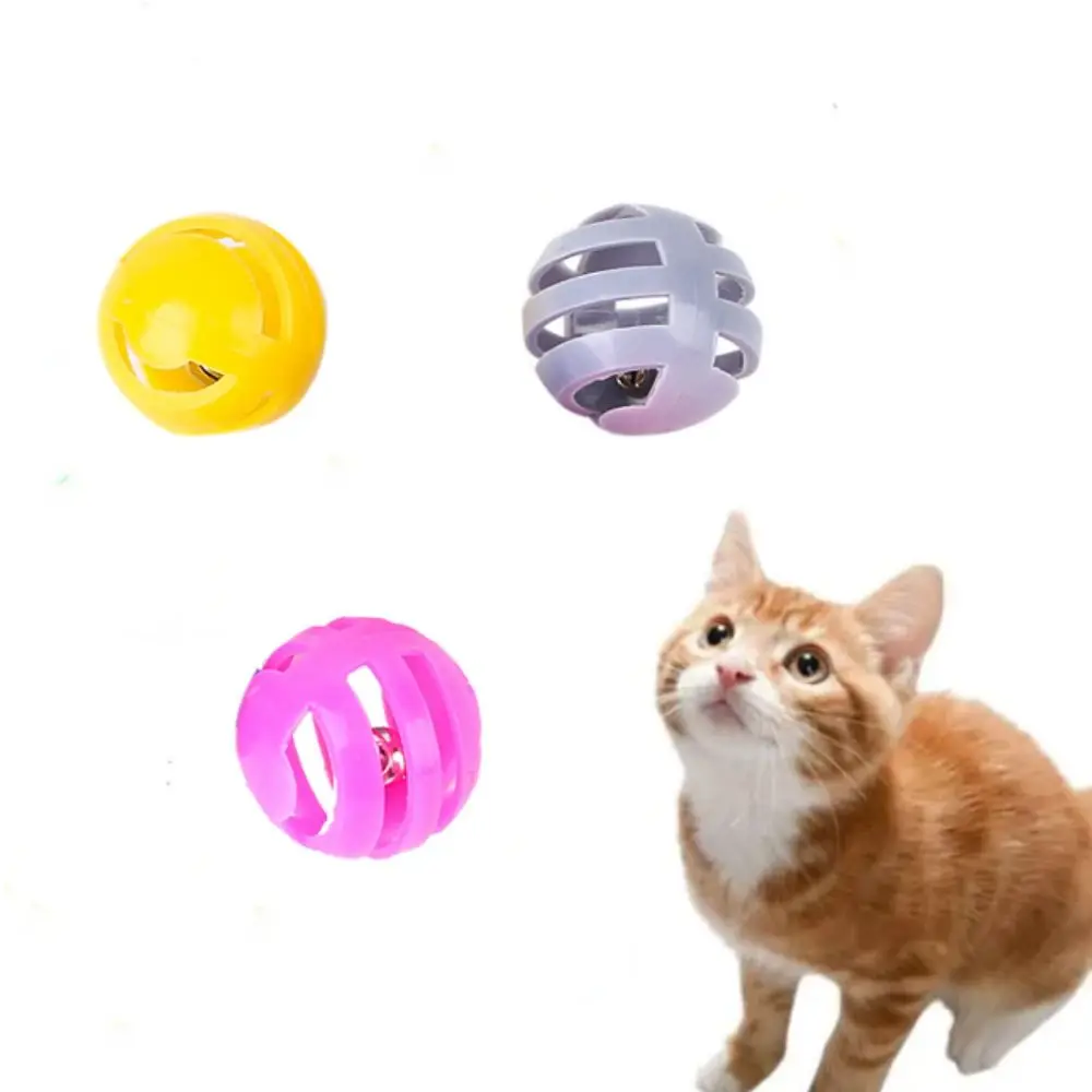 Cat Interactive Interactive Cat Bell Ball Plastic Hollow Out Chasing Cat Toys Ball Random Color Jingle Ball Cat Toys Playing