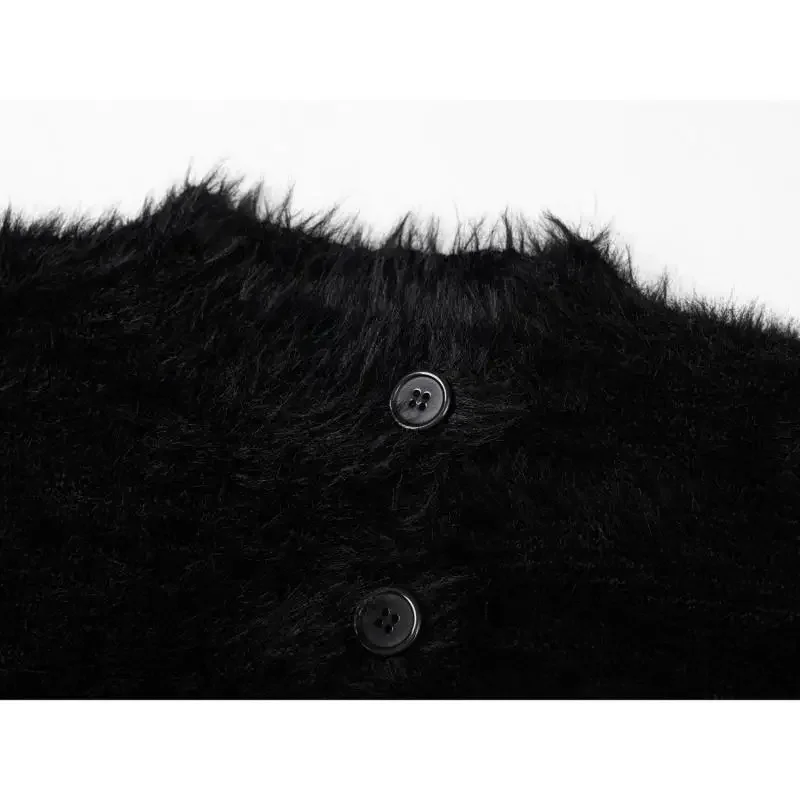Cardigan court en fourrure de vison imitation irrégulière pour femme, veste tricotée, haut ample et élégant, automne et hiver, nouveau, 2023