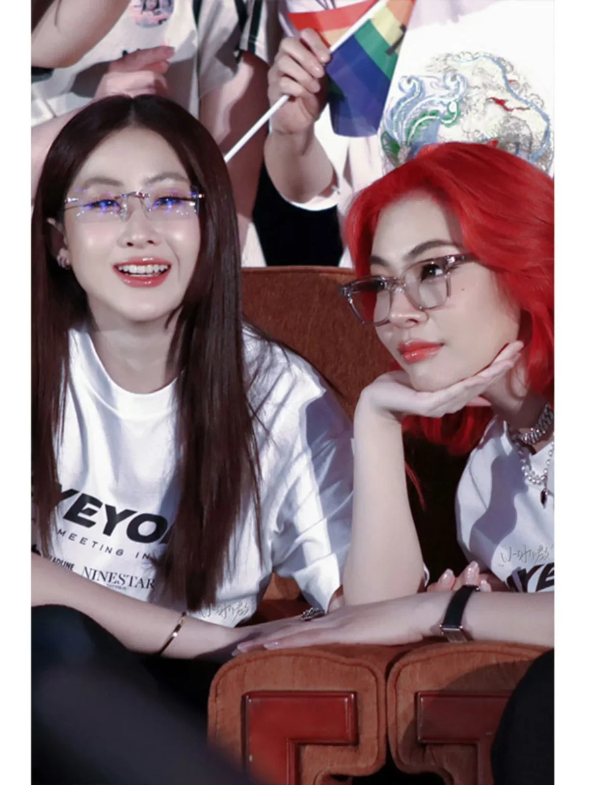 2025 فارغة سر الحب ملء اجتماع مروحة FayeYoko Macau فارغة ، نفس تي شيرت صيف جديد الثقيلة القطن فضفاض رسالة