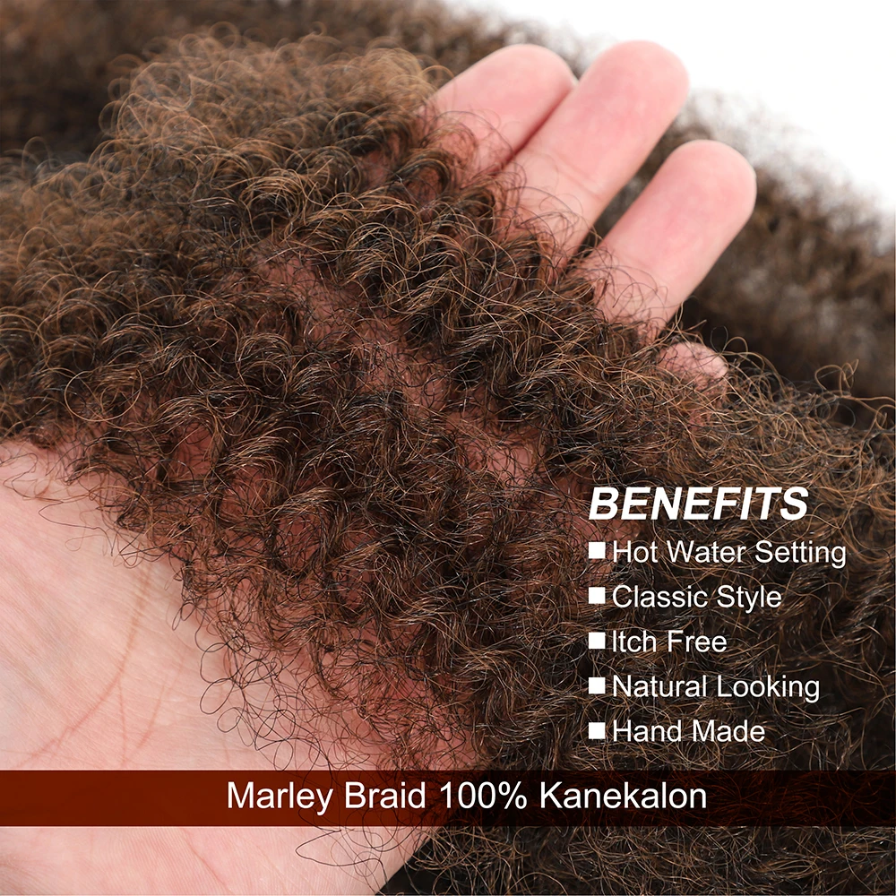 Kinky Marley Braiding Springy Afro Twist Crochet สังเคราะห์จำนวนมาก Extensions Marely Braid Breaded วิกผม Braids ผม Curly