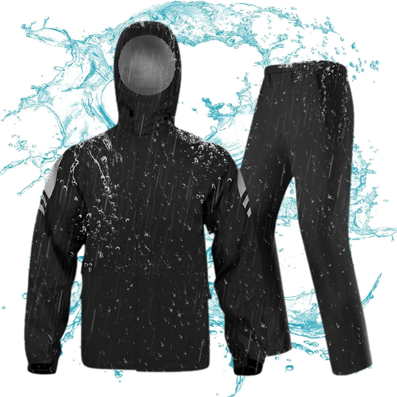 

M-XXXL Motorcycle Raincoat Men's Rainproof Thickened plus-Sized Riding Full Body Split Single Raincoat Rain Pants