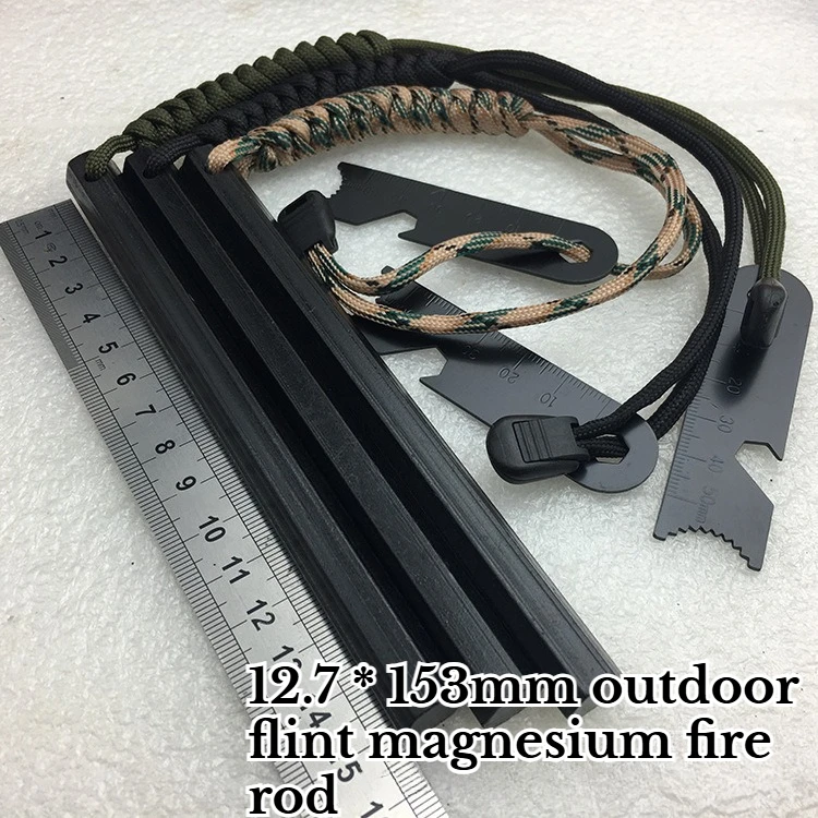 

Hexagonal 12.7 * 153mm Outdoor Survival Magnesium Spark Tool Convenient Camping Hiking Survival Scraper 7-Heart Reflective Rope