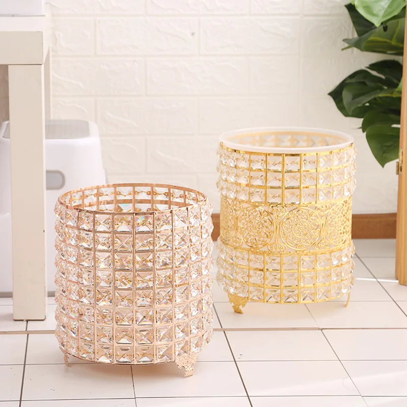 

European high-end crystal trash can, home living room, light luxury bedroom, creative internet celebrity, simple and personalize