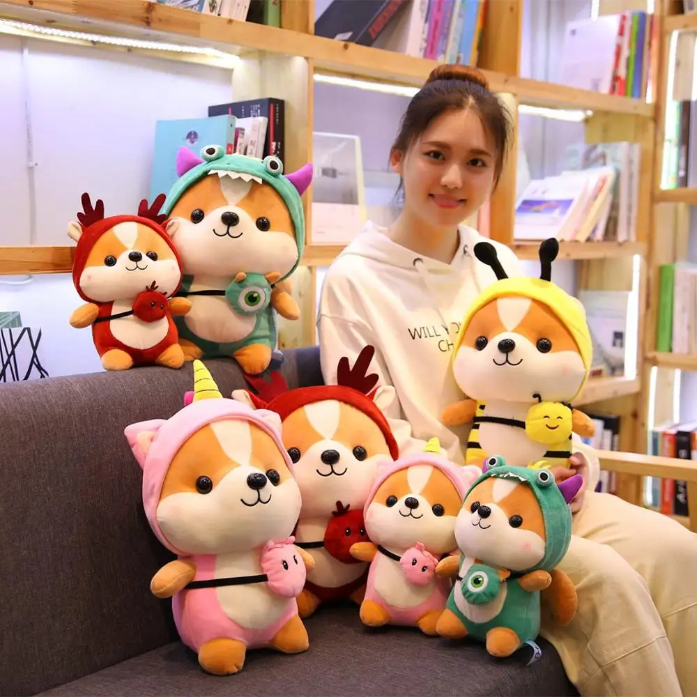 

Kids Kawaii Toy Valentine Plush Toy Dog Dinosaur Corgi Pillow Christmas Gift Stuffed Soft Cute Squirrel Shiba