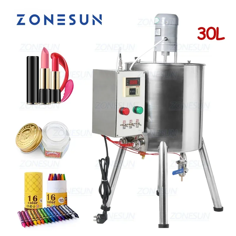 ZONESUN 30L Hand Operated Lip Gloss Lippie Crayon Heating Stirring Filling Machine For Cosmetic