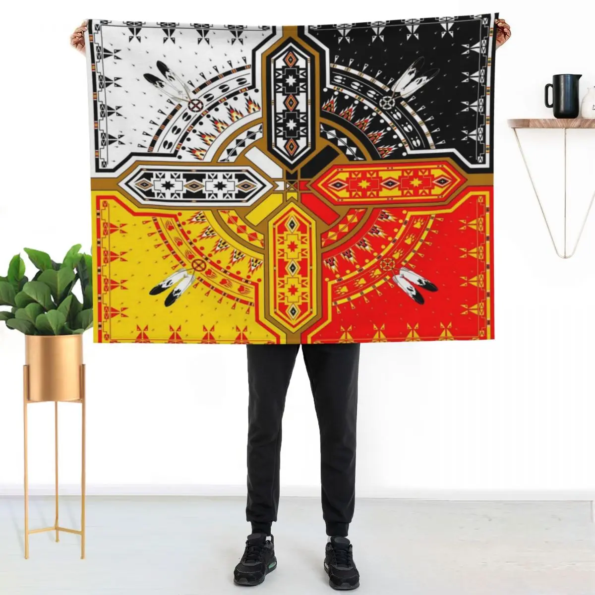 

The Four Direction Throw Blanket Warm Flannel Blanket for Couch Chair Bedroom